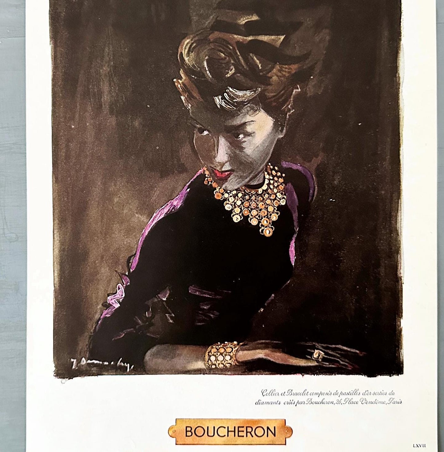 Authentic 1950s Vintage Boucheron Ad Poster: Original Jacques Demachy Jewelry Print