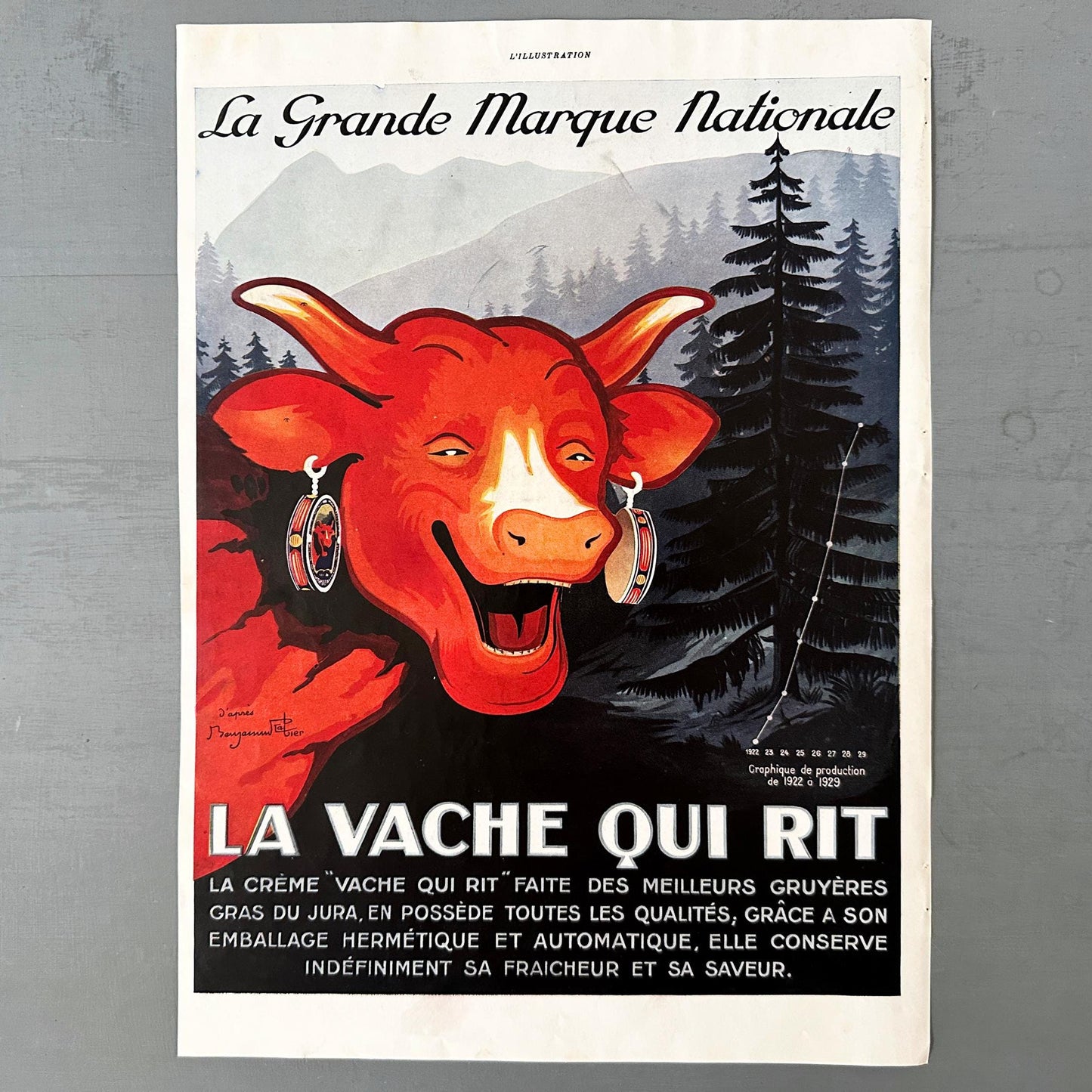 Original 1920s French Vintage Food Advertisement Wall Art Print, Rare Retro Mid Century Modern Kitchen Poster
