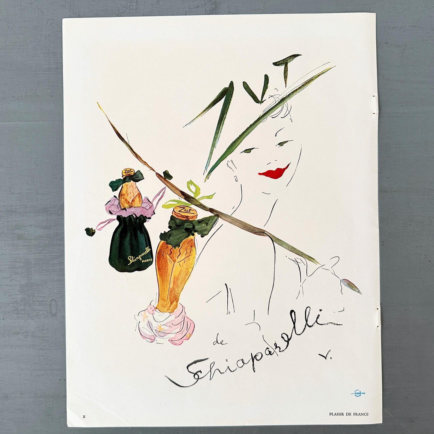 Authentic 1950s Schiaparelli Perfume Ad Poster: Vintage French  Print by Marcel Vertes