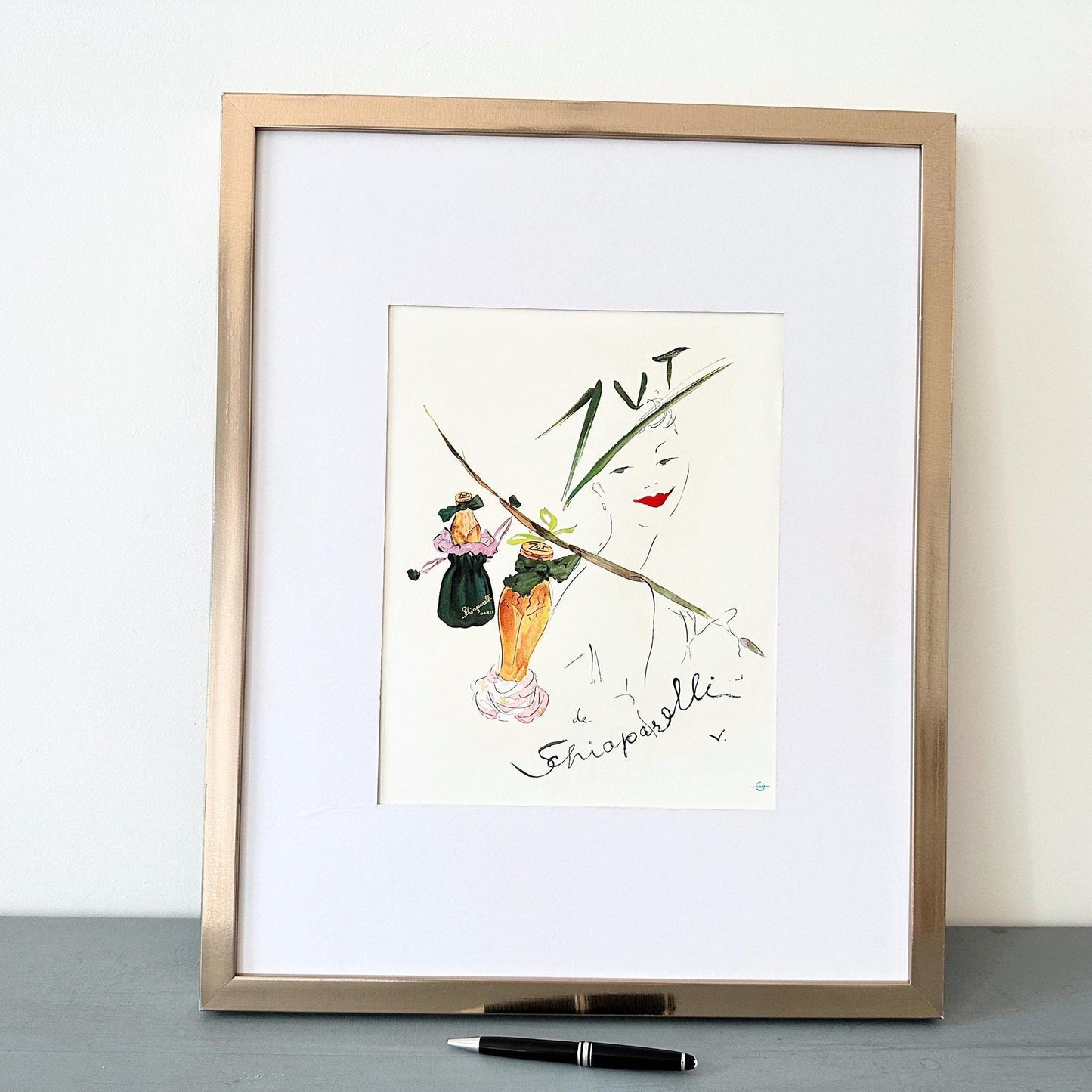 Authentic 1950s Schiaparelli Perfume Ad Poster: Vintage French  Print by Marcel Vertes