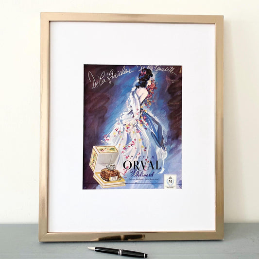 1950s Authentic Vintage French Perfume Print: Molinard Bottle Ad, Mid-Century Modern Wall Art
