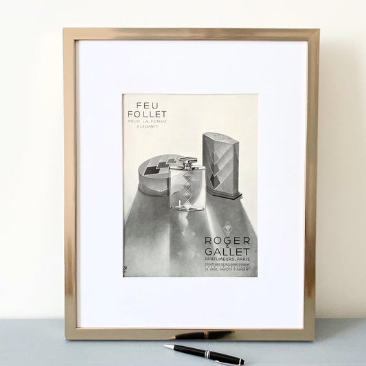 Original French Vintage Roger Gallet Perfume Bottle Advertisement, Rare Authentic Retro Bathroom, Bedroom, Powder Room Wall Art Decor Gift