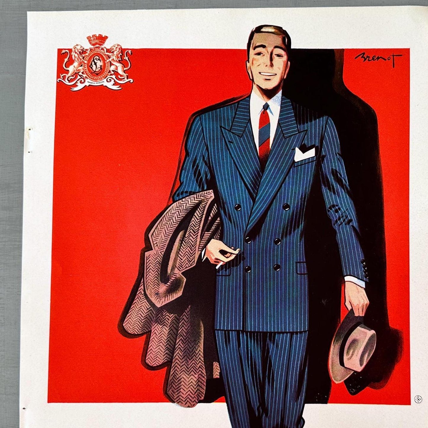 Original Vintage French Man Fashion Advertisement Print - 1950s Mid Century Men Wall Art Poster