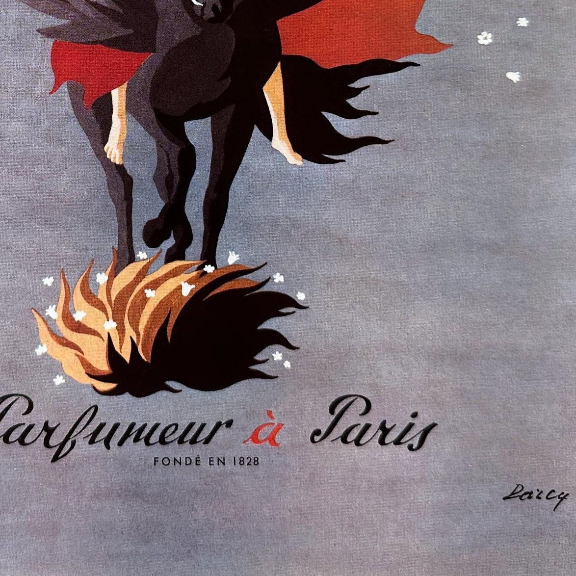 Rare Authentic Perfume Wall Decor Guerlain Perfume Ad, Ready to Frame Horse Rider Wall Art, Modern Minimalist Wall Art Belle Epoque Poster