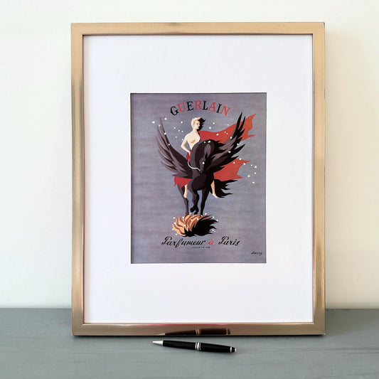 Rare Authentic Perfume Wall Decor Guerlain Perfume Ad, Ready to Frame Horse Rider Wall Art, Modern Minimalist Wall Art Belle Epoque Poster