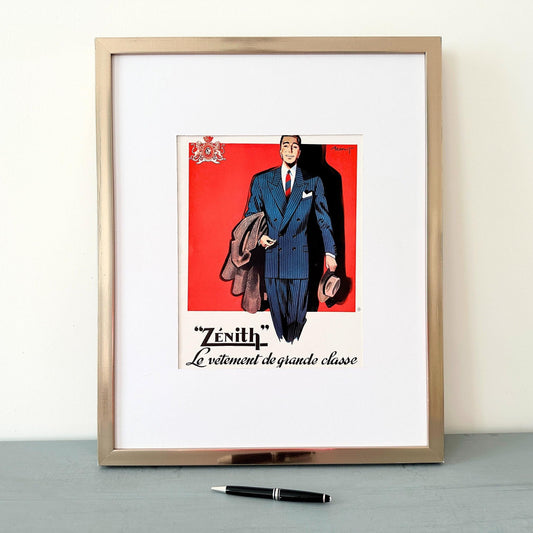 Original Vintage French Man Fashion Advertisement Print - 1950s Mid Century Men Wall Art Poster