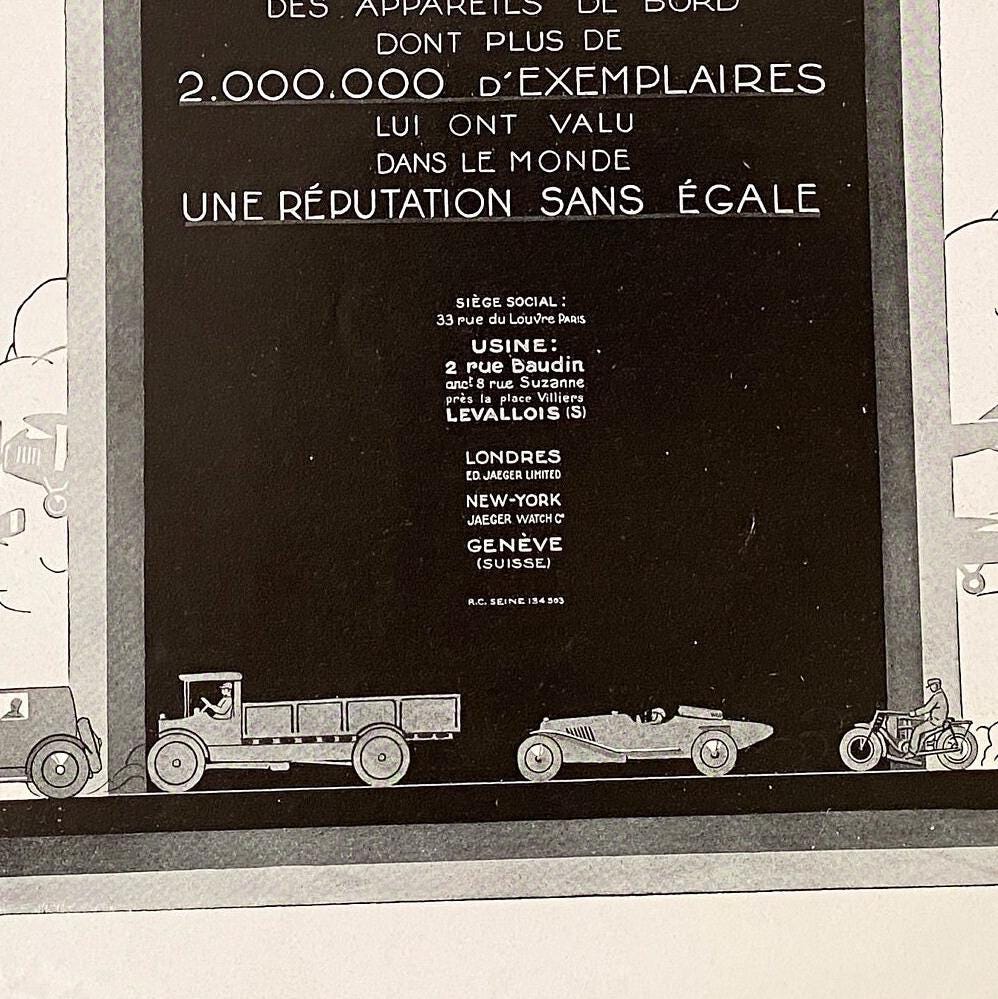 Authentic 1920s Vintage Jaeger Navy Watchmaker Ad Poster: Rare Swiss Watch Print