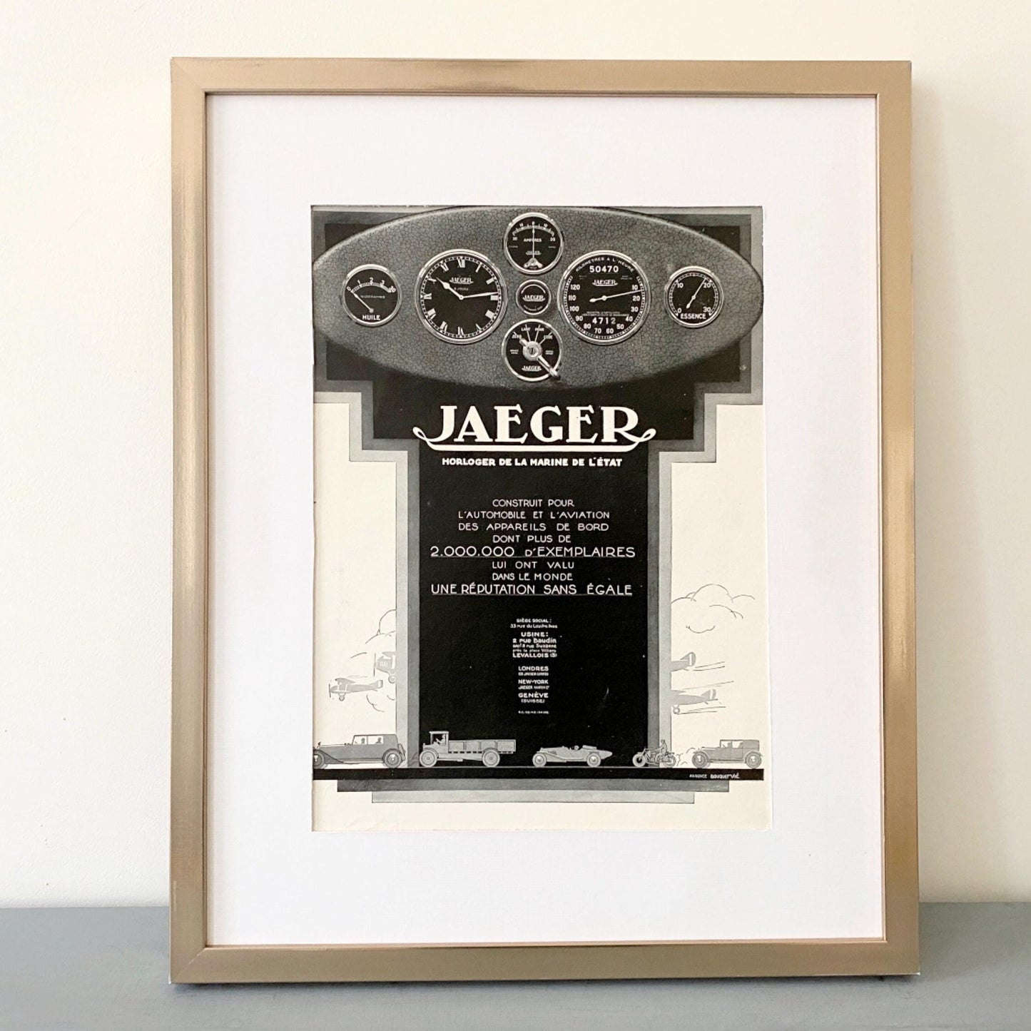 Authentic 1920s Vintage Jaeger Navy Watchmaker Ad Poster: Rare Swiss Watch Print