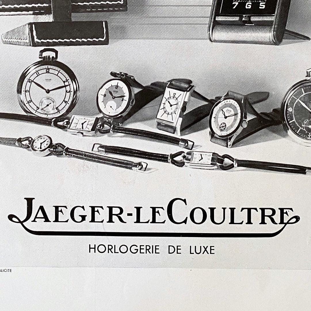 Authentic 1930s Vintage Jaeger Clock Advertisement Print: Mid-Century Modern Wall Art
