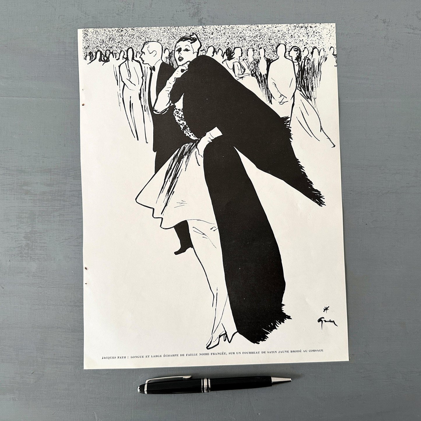 Authentic 1950s Rene Gruau Jacques Fath Fashion Poster: Original Vintage Paris Glam Room Wall Art