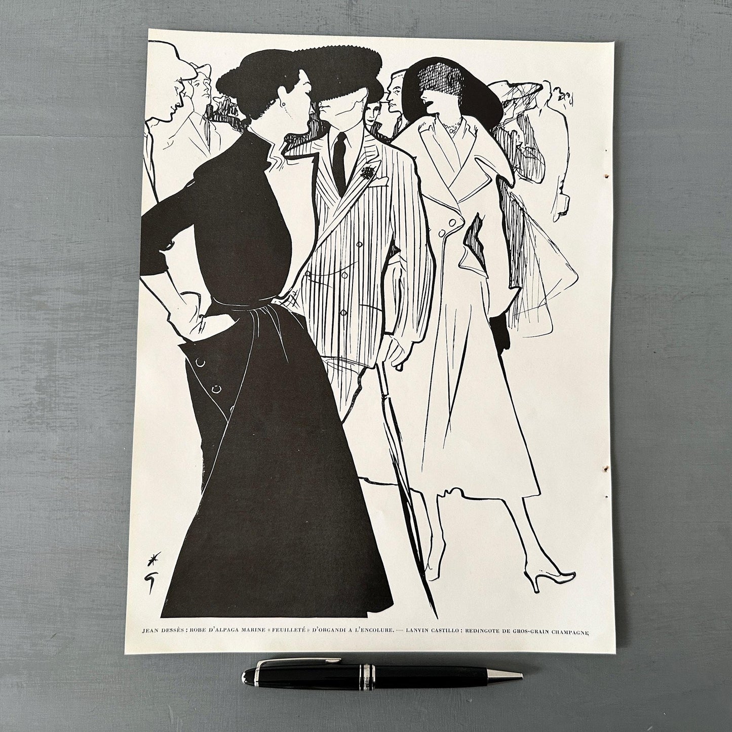 Authentic 1950s Rene Gruau Jacques Fath Fashion Poster: Original Vintage Paris Glam Room Wall Art