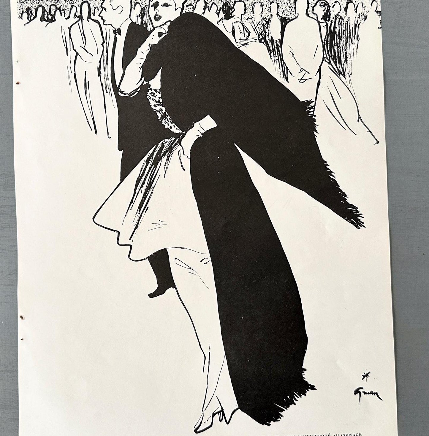 Authentic 1950s Rene Gruau Jacques Fath Fashion Poster: Original Vintage Paris Glam Room Wall Art