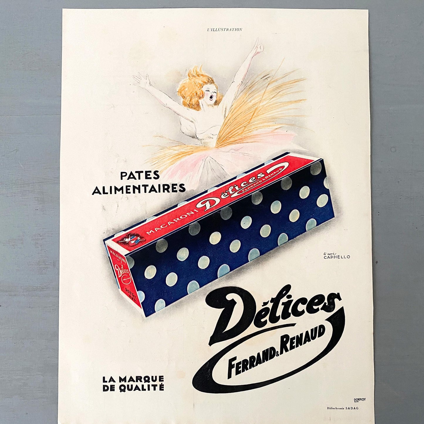 Authentic 1920s Vintage French Pasta Advertising Poster: Leonetto Cappiello Illustration Print
