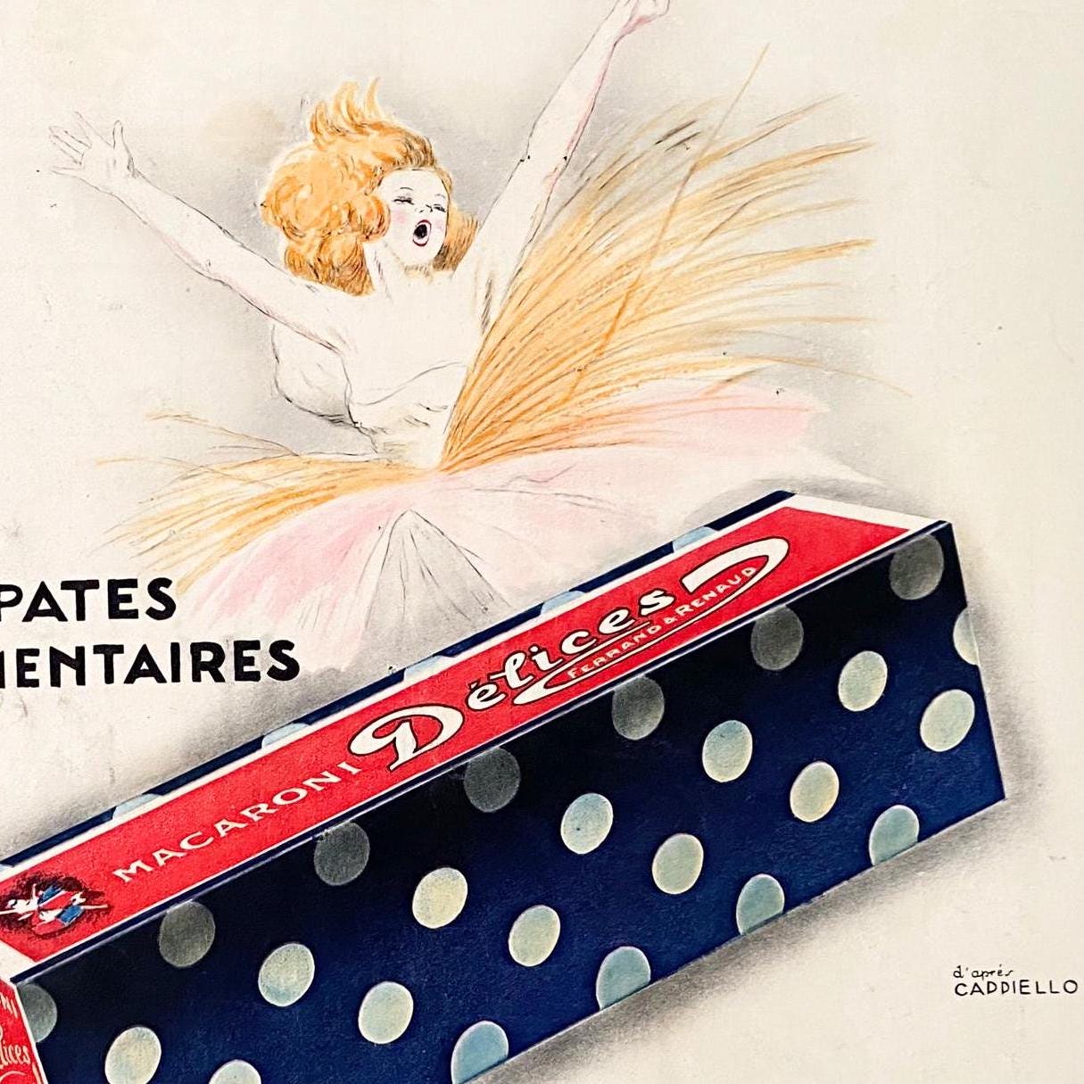 Authentic 1920s Vintage French Pasta Advertising Poster: Leonetto Cappiello Illustration Print