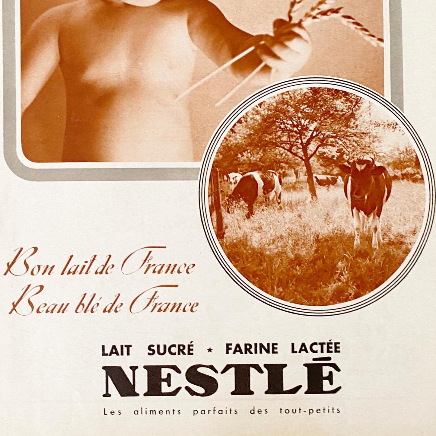 Vintage Nestle Baby Ad Print: Rare Sepia Nursery Wall Art