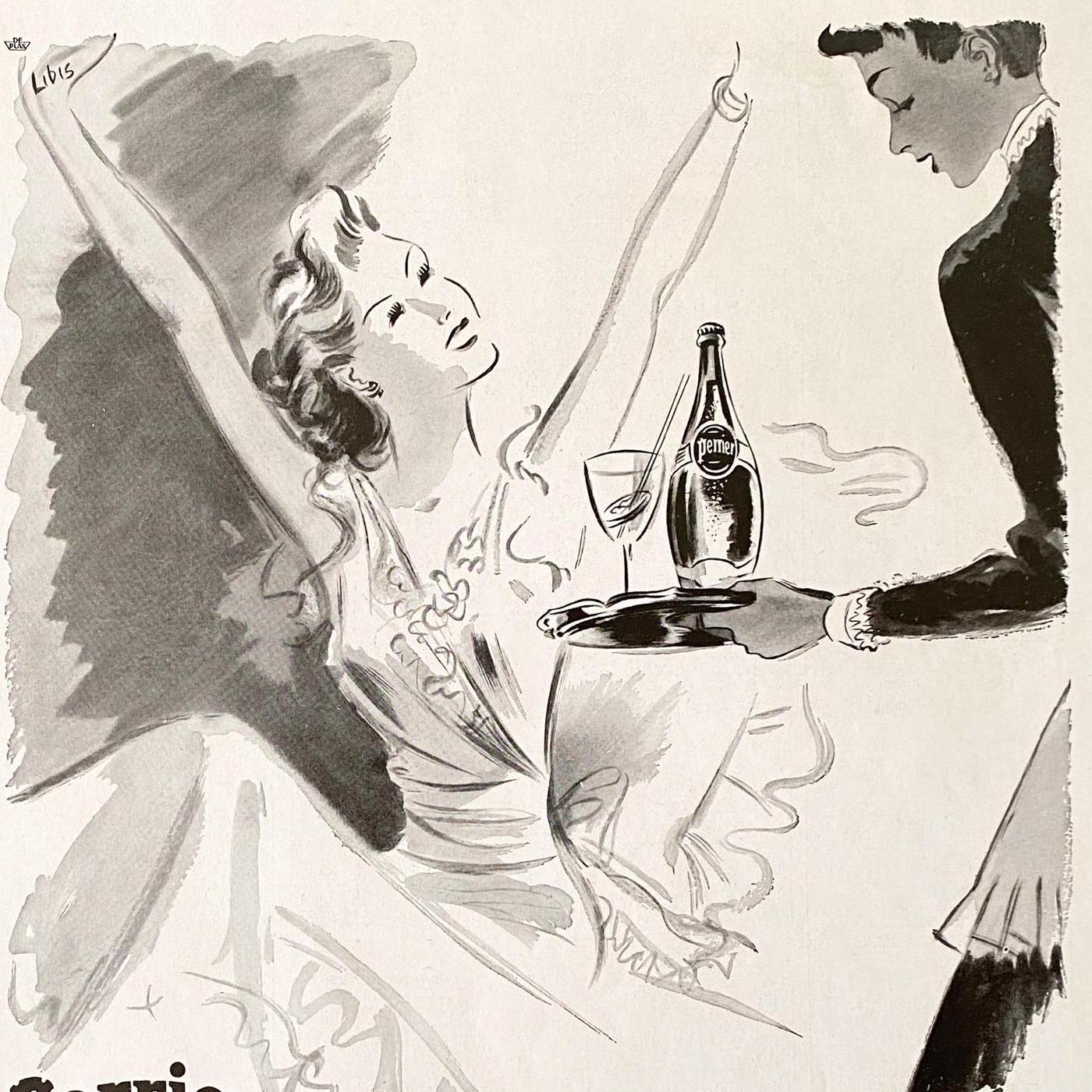 Vintage Perrier Advertisement Poster: French Retro Kitchen Wall Art