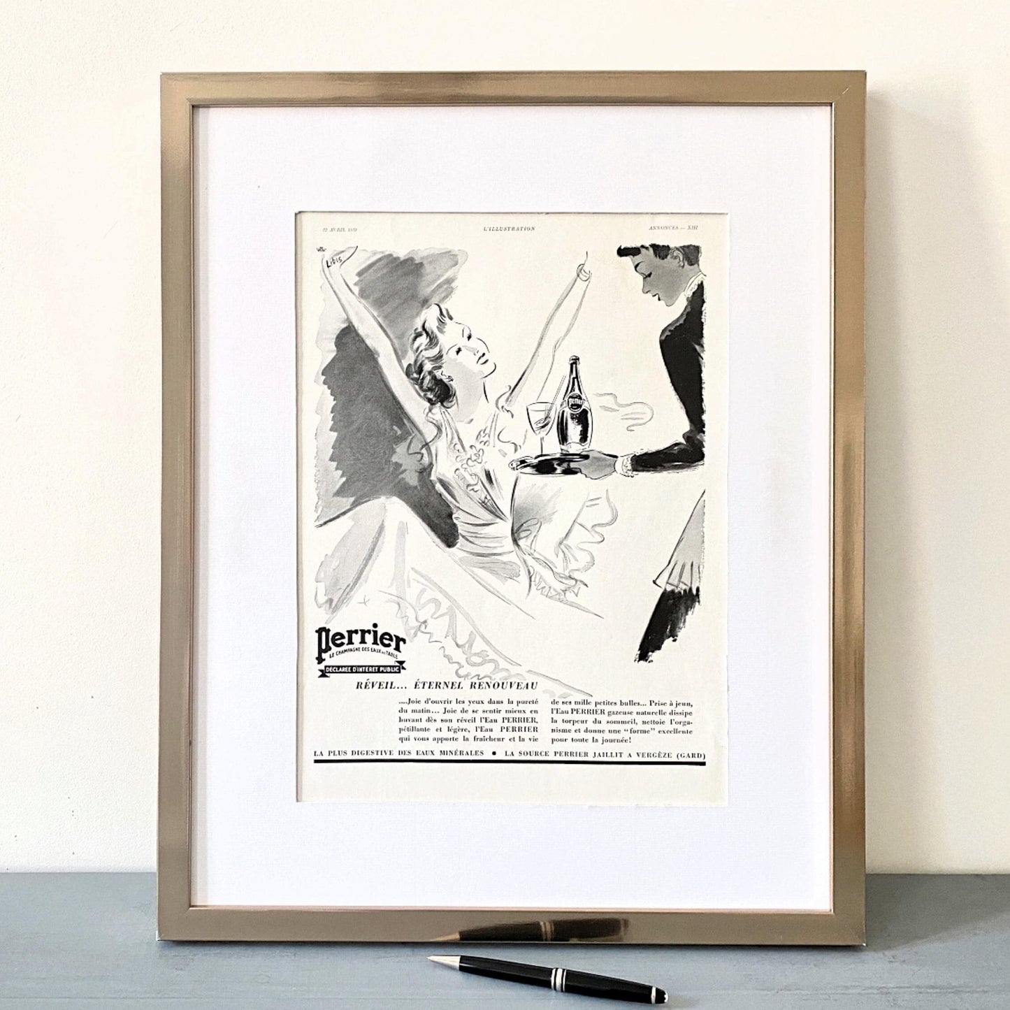 Vintage Perrier Advertisement Poster: French Retro Kitchen Wall Art