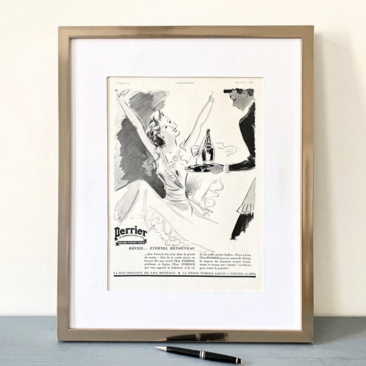 Vintage Perrier Advertisement Poster: French Retro Kitchen Wall Art