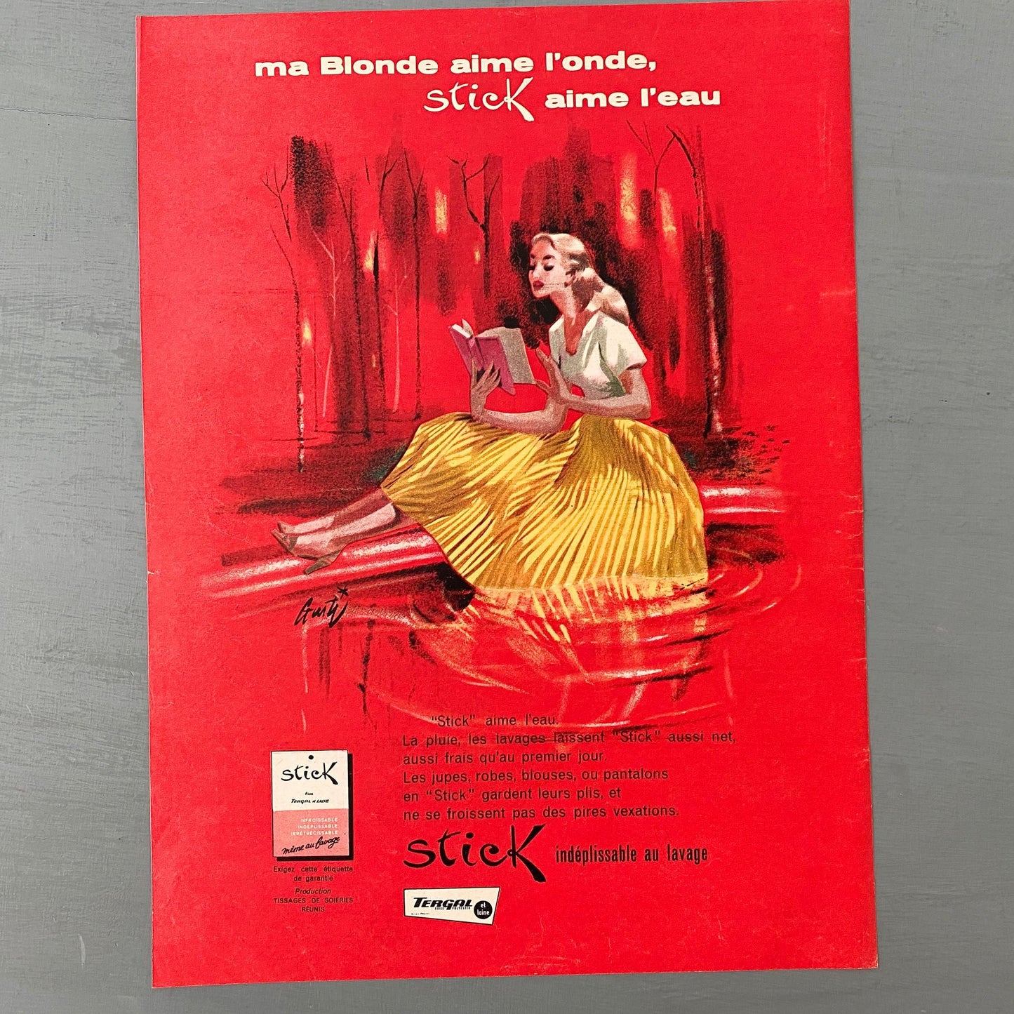 Vintage French Fashion Print: Rare Paris Scene Advertisement, Ready to Frame