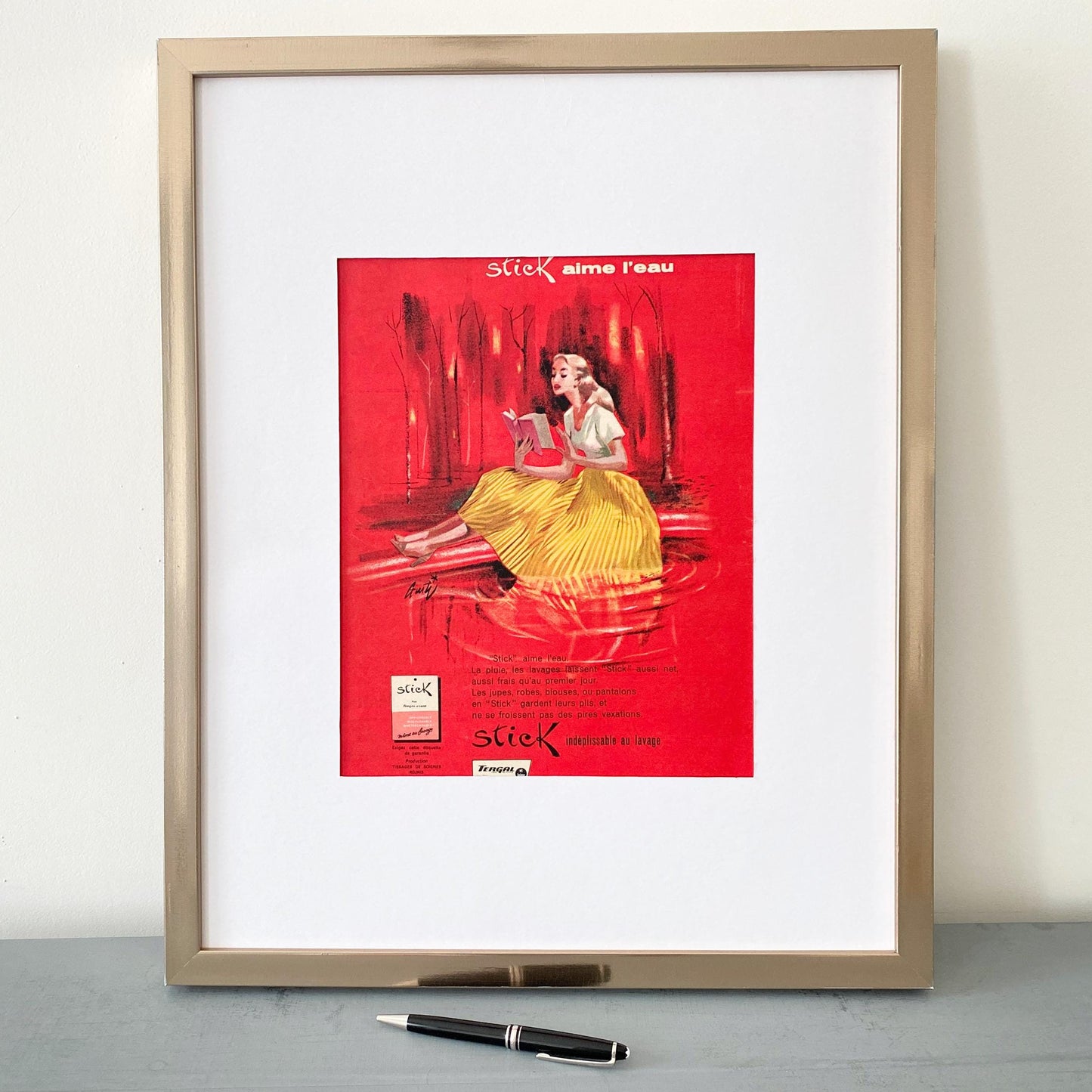 Vintage French Fashion Print: Rare Paris Scene Advertisement, Ready to Frame