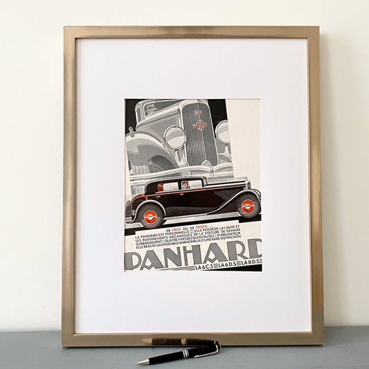 Vintage Panhard Car Ad Poster: Signed Alexis Kow Lithograph, Mid-Century Modern Garage Art