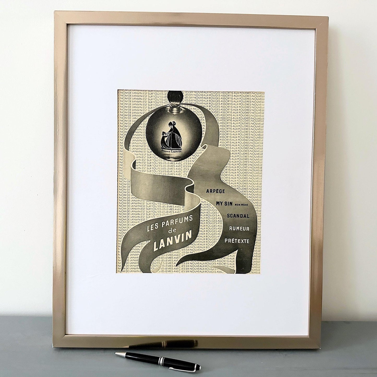 Vintage Lanvin Perfume Print: Rare French Magazine Ad, Parisian Wall Art