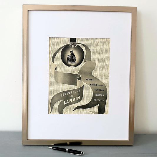 Vintage Lanvin Perfume Print: Rare French Magazine Ad, Parisian Wall Art