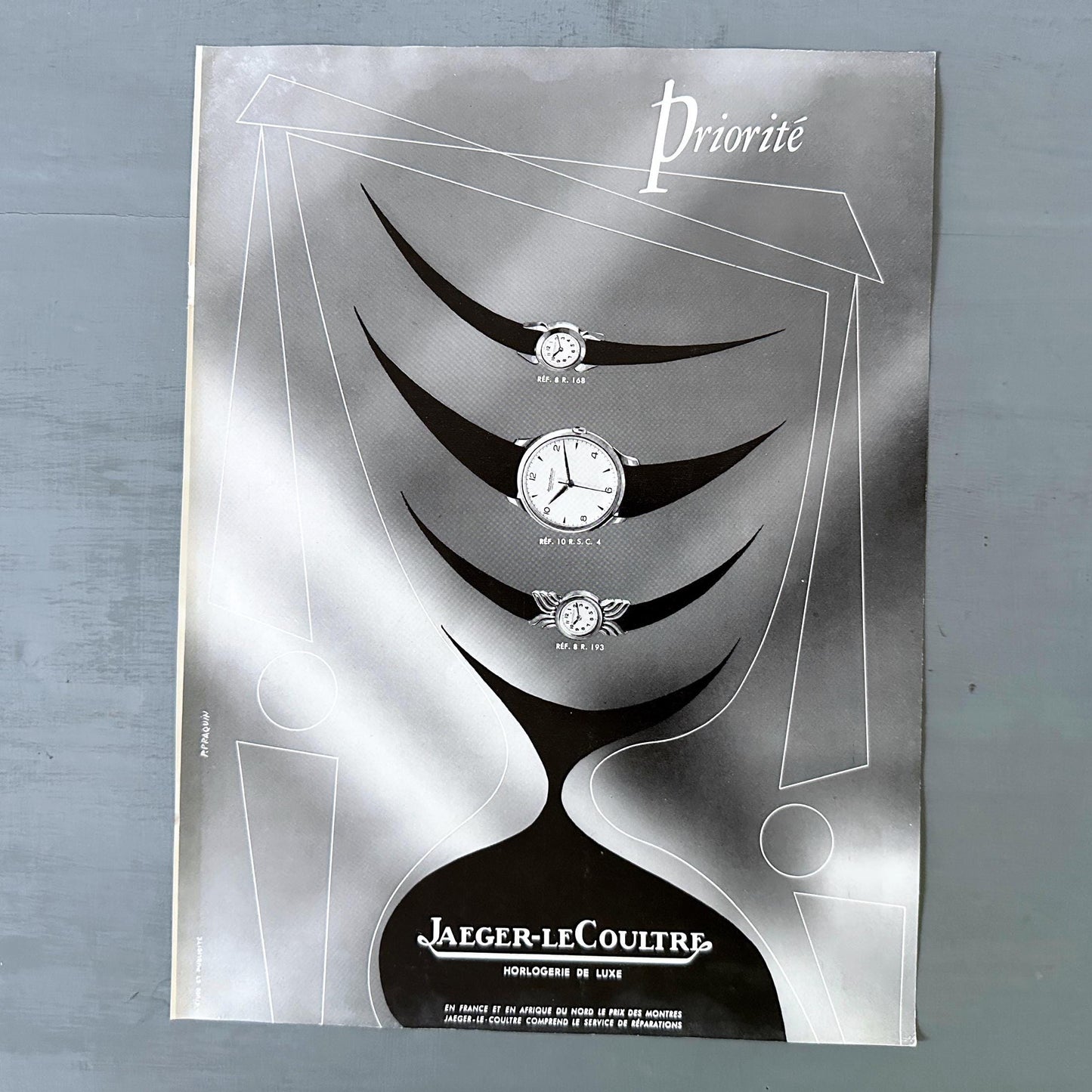 Original 1950s Vintage Jaeger Lecoultre Watch Ad Print: Mid-Century Modern Swiss Horology Wall Art Poster