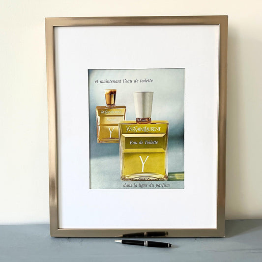 Vintage Yves Saint Laurent Perfume Ad: Mid-Century French Glam Decor
