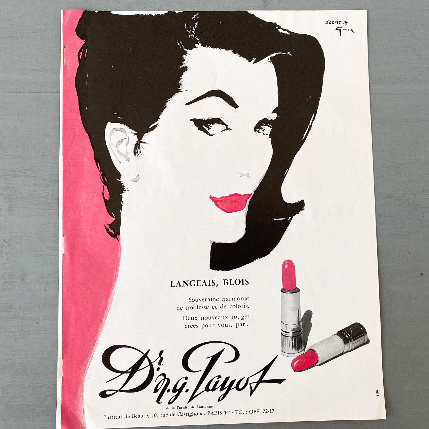 Rene Gruau Vogue Print: Vintage Payot Lipstick Ad - Paris Glamour