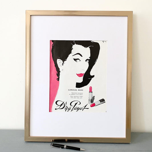 Rene Gruau Vogue Print: Vintage Payot Lipstick Ad - Paris Glamour