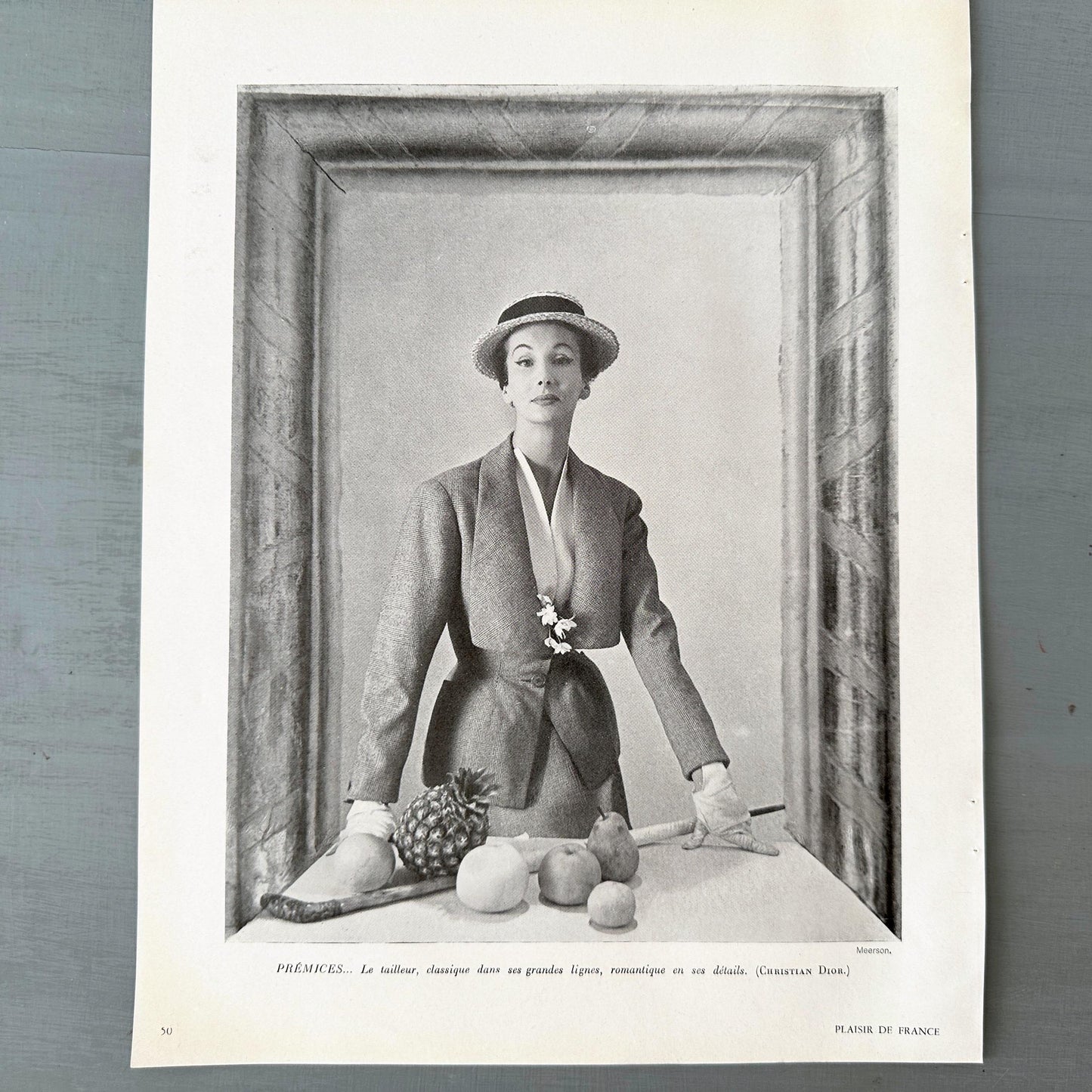 Authentic 1950s Vintage Dior Fashion Print: French Haute Couture Photography