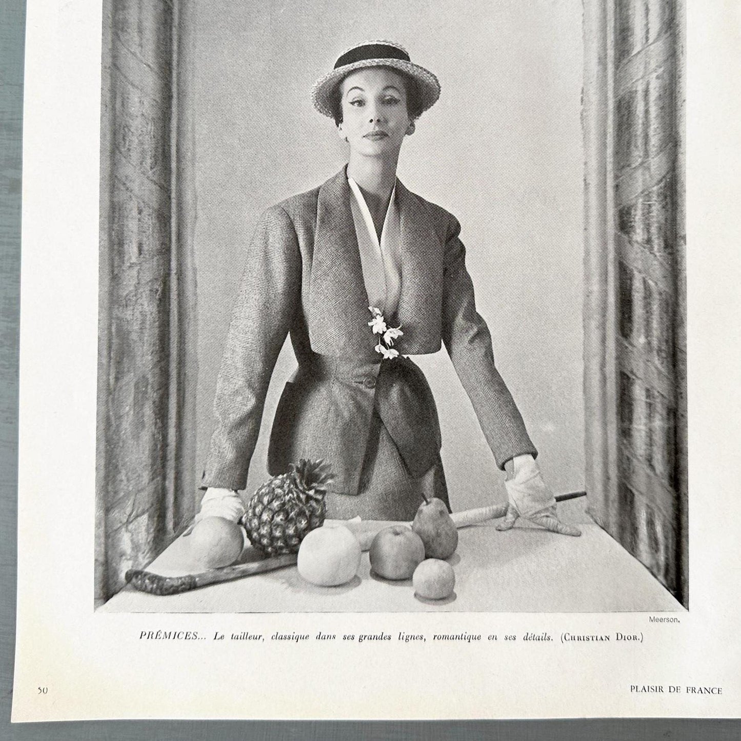 Authentic 1950s Vintage Dior Fashion Print: French Haute Couture Photography