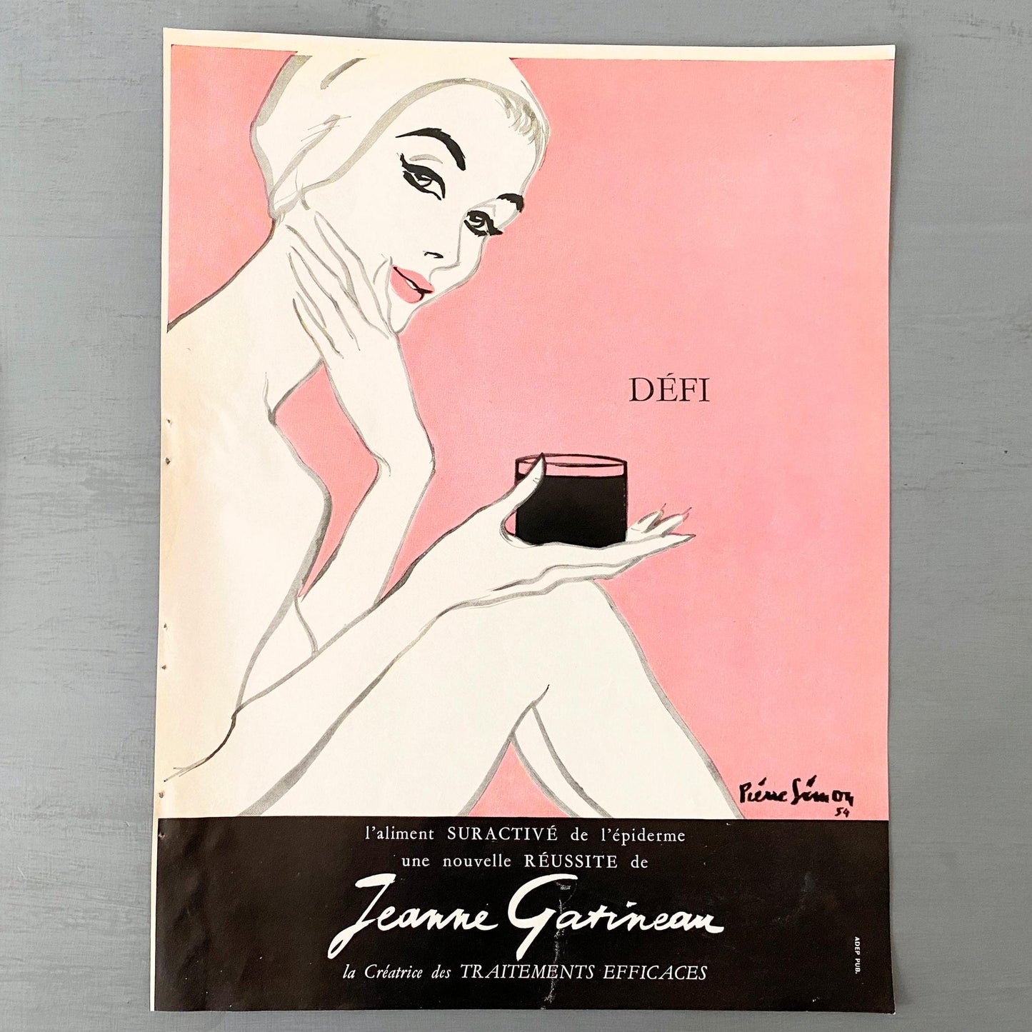 Vintage French Cosmetics Ad Print: Vogue Magazine, Pierre Simon Illustration