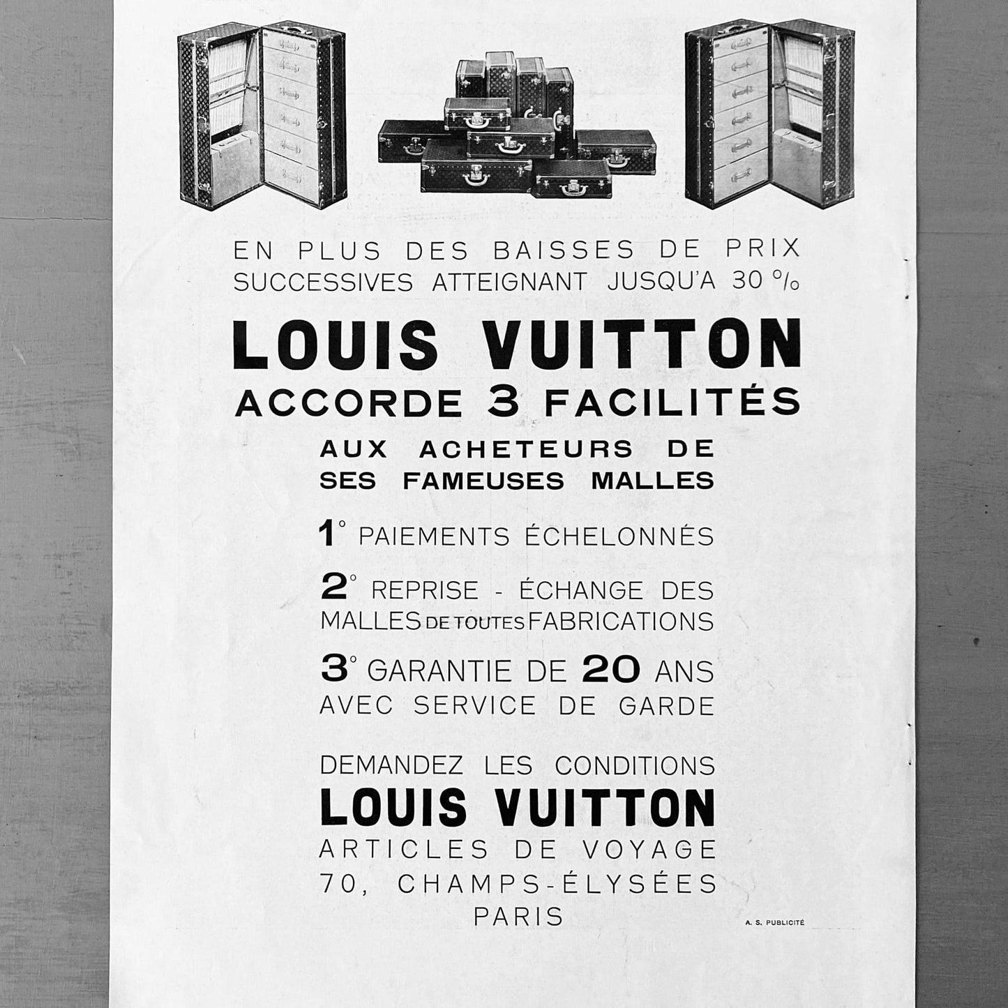 Original 1930s Louis Vuitton Luggage Ad Print: Authentic French Art Deco Poster