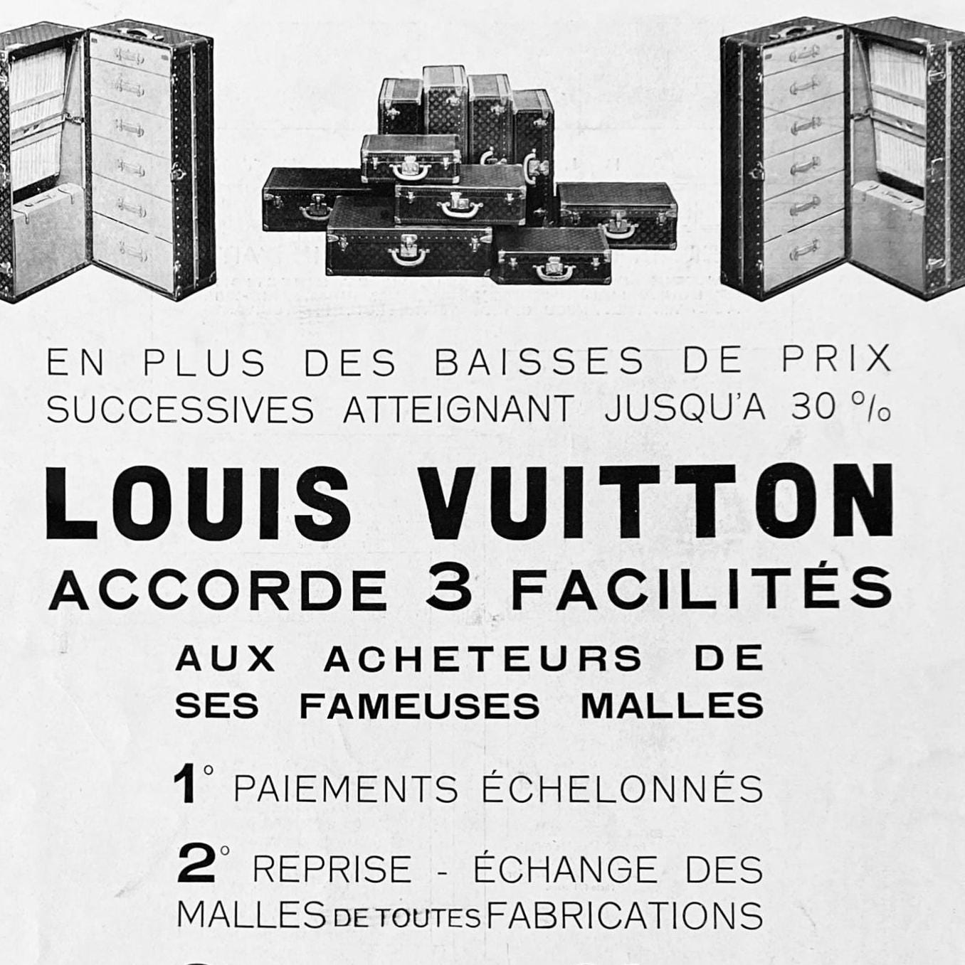 Original 1930s Louis Vuitton Luggage Ad Print: Authentic French Art Deco Poster