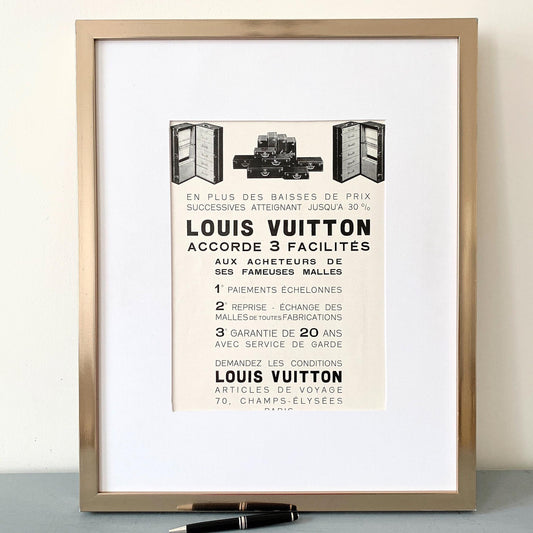 Original 1930s Louis Vuitton Luggage Ad Print: Authentic French Art Deco Poster