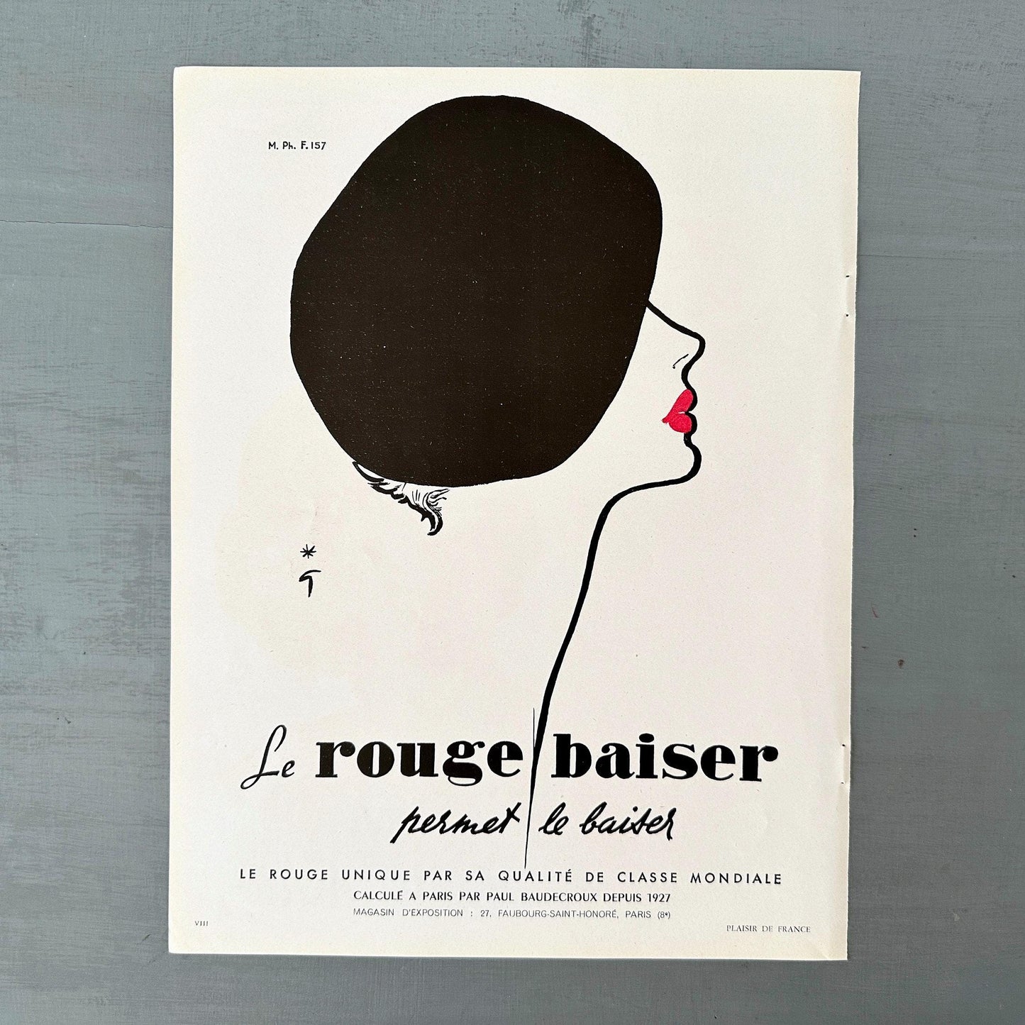 Rene Gruau Red Lipstick Print: Vintage French Vogue Advertisement