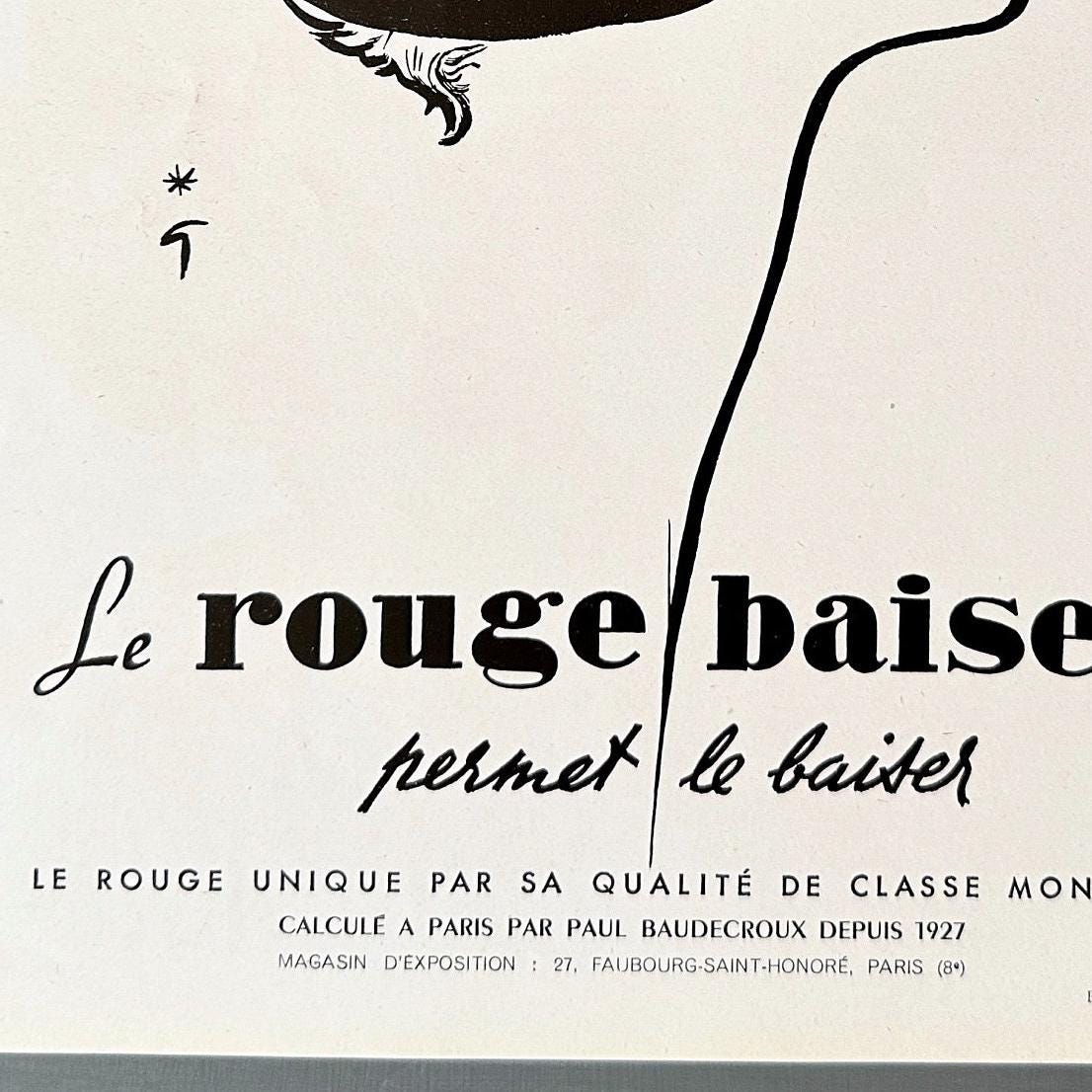 Rene Gruau Red Lipstick Print: Vintage French Vogue Advertisement