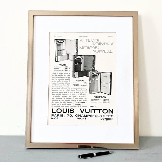 Original 1930s Vintage Louis Vuitton Ad Poster, Rare Authentic French Luxury Brand  Luggage Wall Art Print