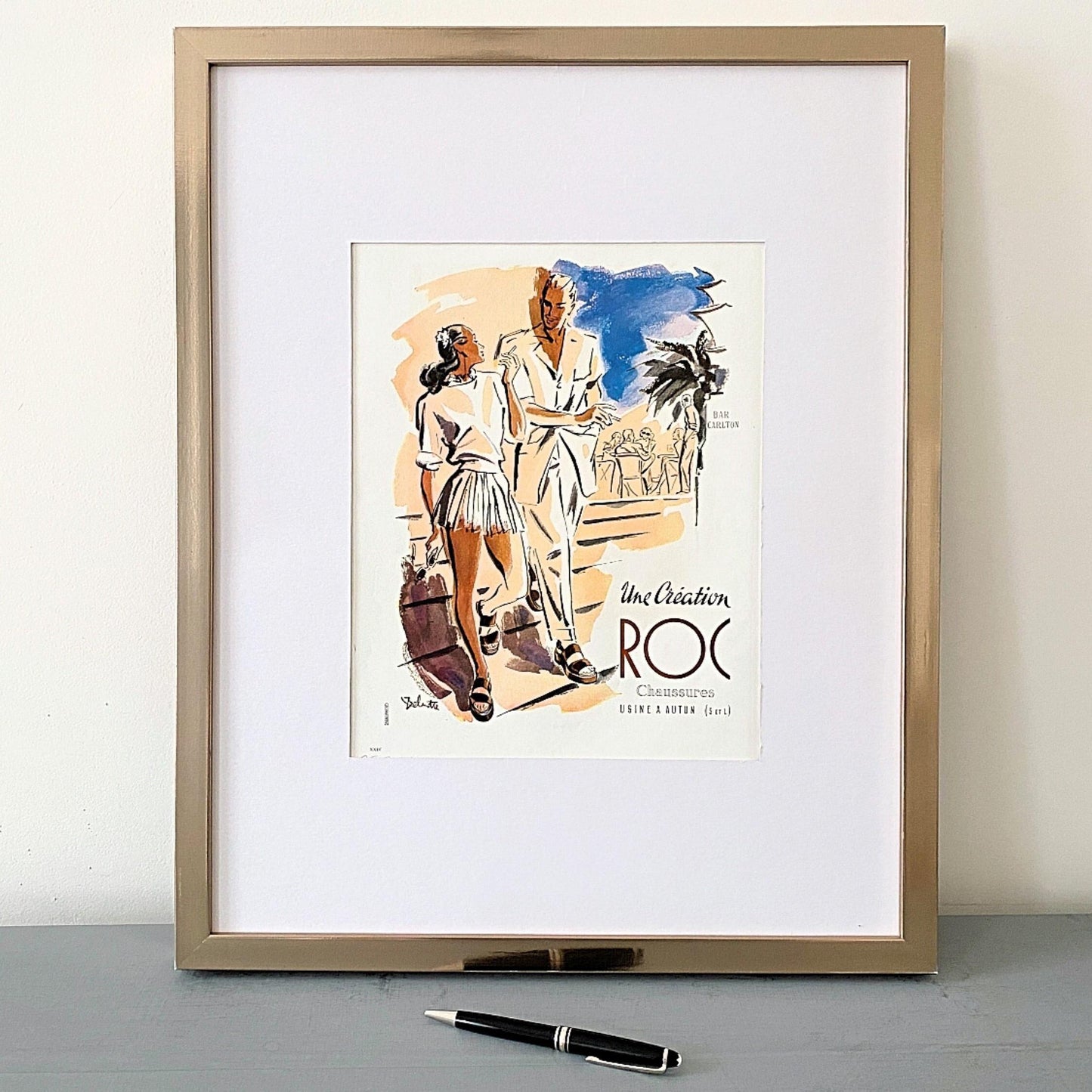 Vintage Vogue Fashion Print: Rare Cote d'Azur Bar Scene