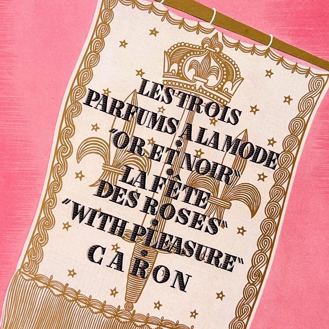 Authentic 1950s French Vintage Caron Perfume Bottle Advertisement Poster - Page from Original Magazine
