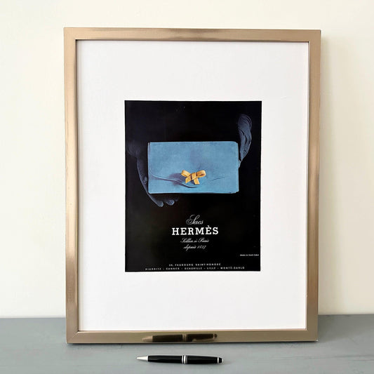 Authentic 1960s French Vintage Hermes Advertisement Poster, Luxury Bag Fashion Print