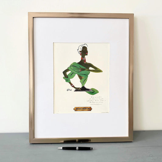 1950s Vintage Boucheron Jewelry Ad Poster: French Glam Wall Art