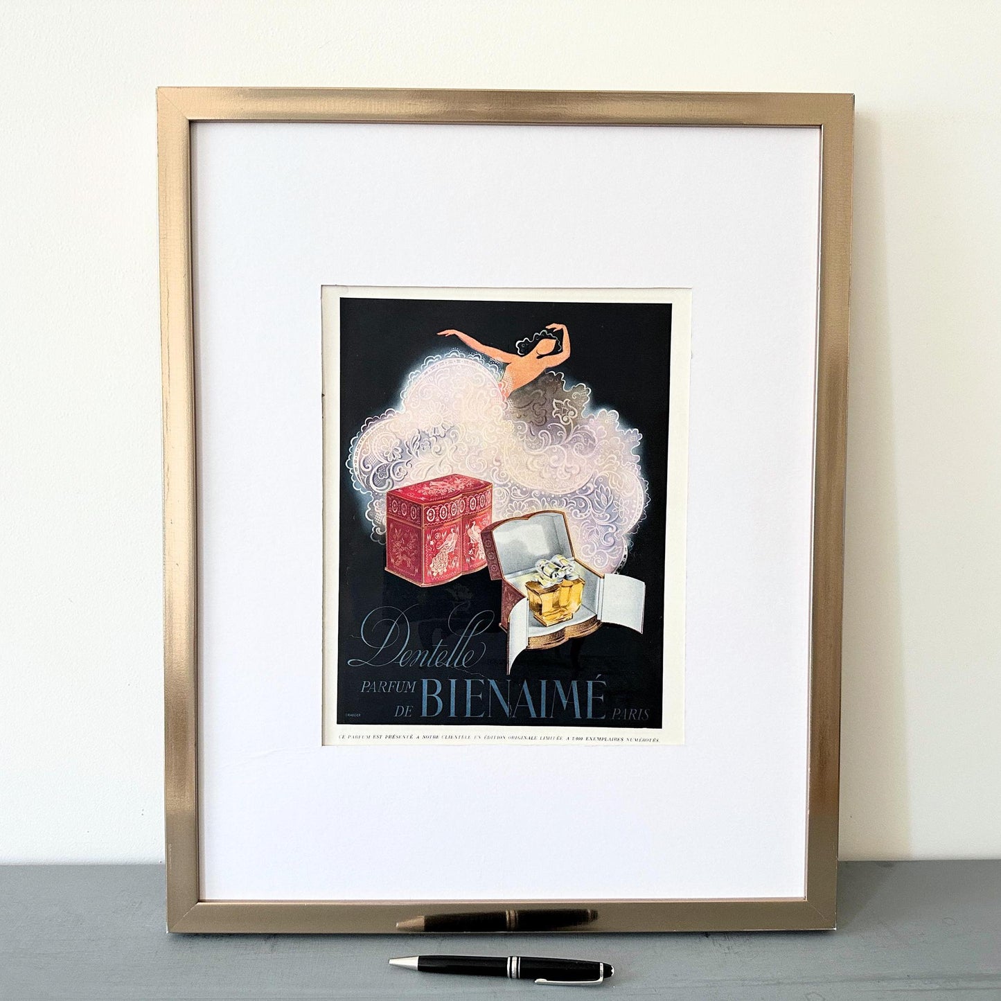 Original 1940s French Vintage Bienaime Perfume Advertisement Print: Rare La Vie Parisienne Poster