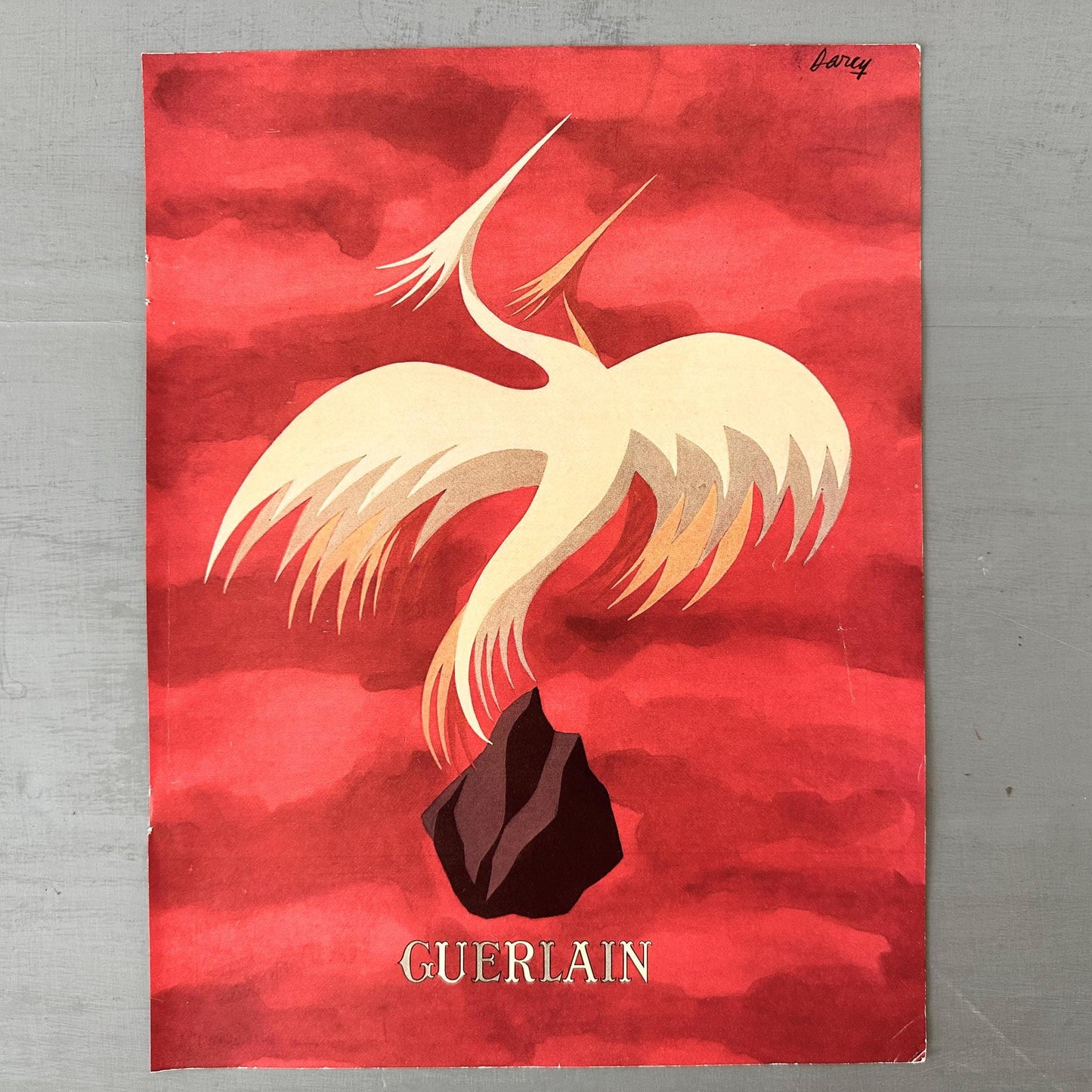 Vintage Guerlain Ad Print: French Vogue, Darcy Illustration