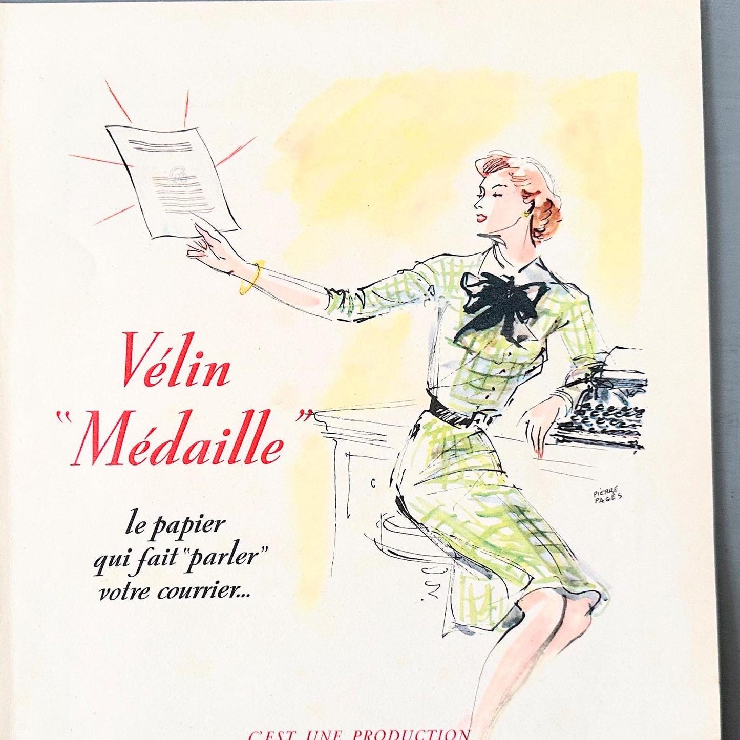 Vintage Paper Shop Ad Print: Pierre Pages French Magazine Art