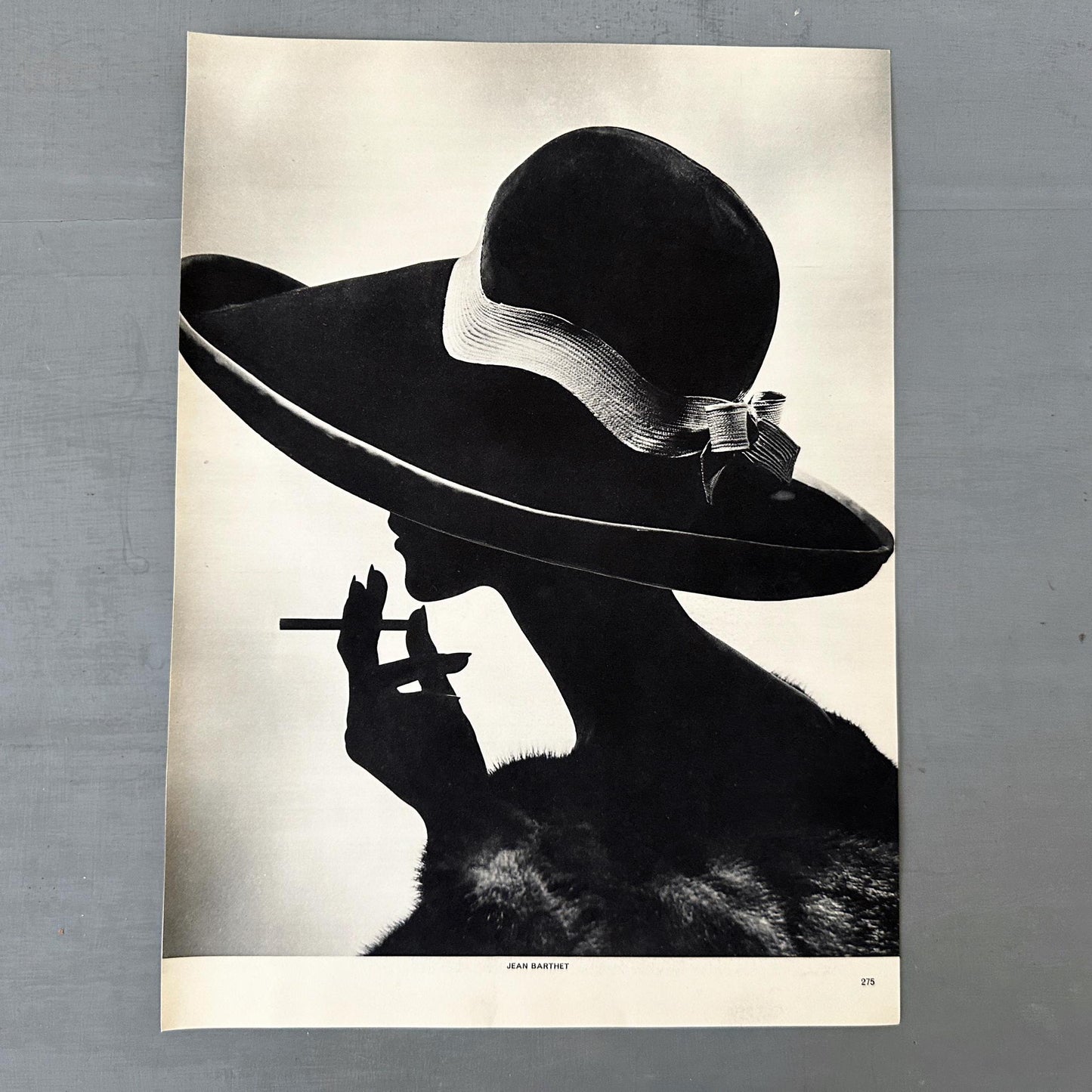 Vintage Vogue Paris Print: Retro Woman in Hat, French Fashion Ad