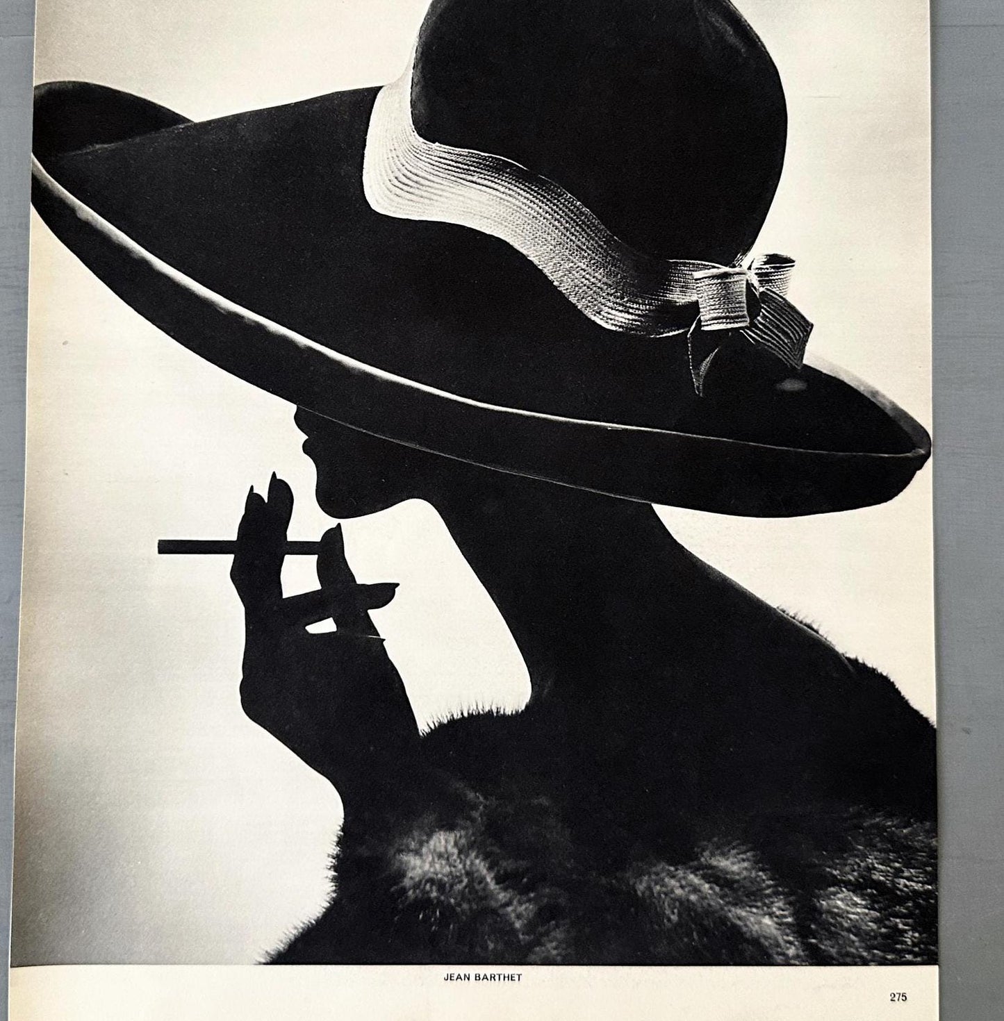 Vintage Vogue Paris Print: Retro Woman in Hat, French Fashion Ad