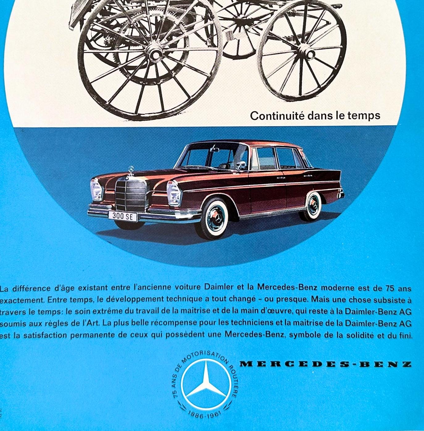 Vintage 1950s Mercedes Benz 300 SE Ad: Rare Mid-Century Car Poster